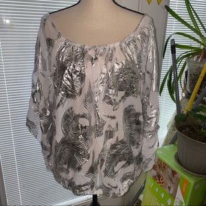 Ashley Stewart size 16 silver  and white Blouse